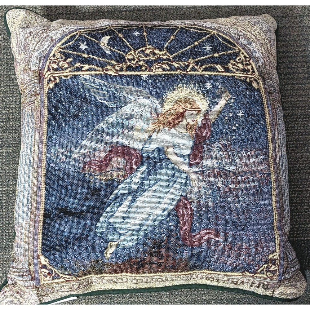Square Tapestry Pillow Angel Of Wishes Lena Liu Sparkle‎ Moon Stars 14" New